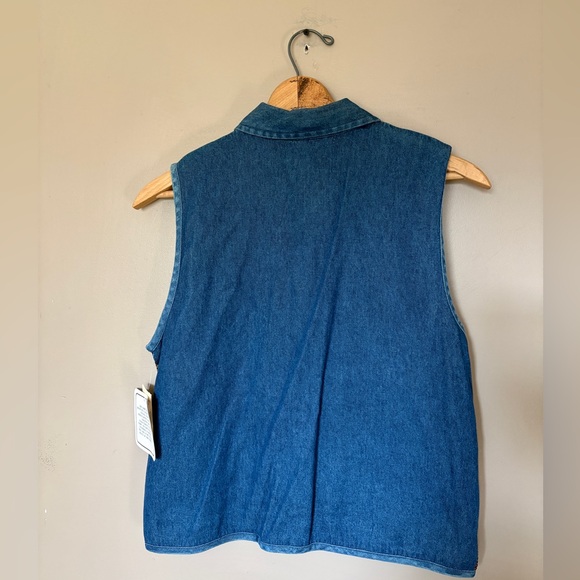 Vintage TANTRUMS 90s button-up vest plaid tapestry chambray NWT sz M cottagecore - Picture 6 of 13